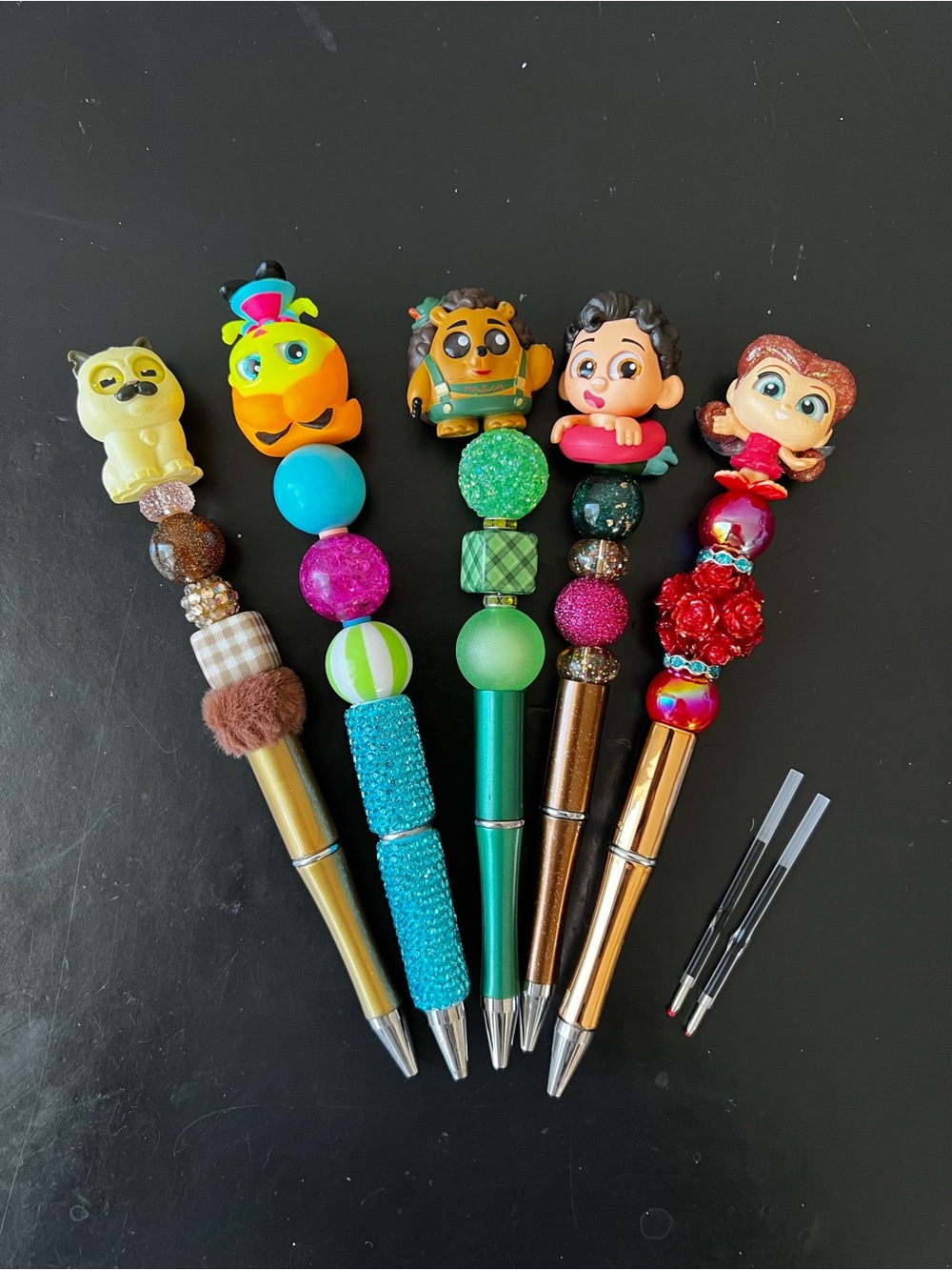 Disney Doorables Custom Beaded Pens Bundle (5-Piece Set + Refills)